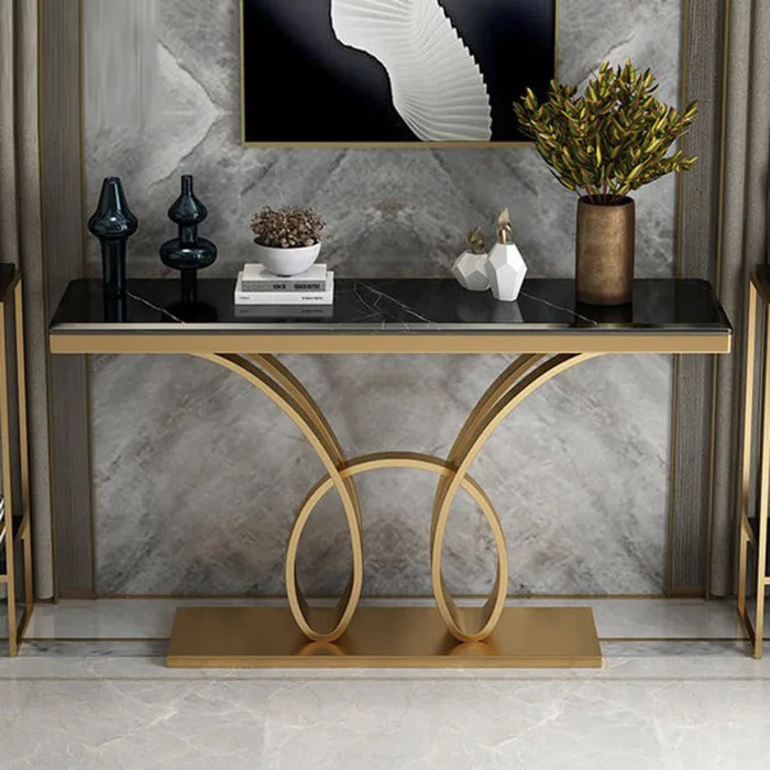 Bàn Console Decor Phòng Khách Mặt Đá Mạ Vàng 120cm Bàn Console Decor Phòng Khách Mặt Đá Mạ Vàng 120cm