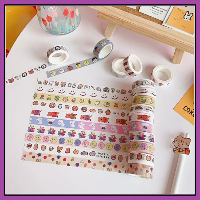 Băng keo dán Washi tape, đồ dùng học tập in nhiều hình hoạ tiết dễ thương,  trang trí sách vở | Lazada Việt Nam