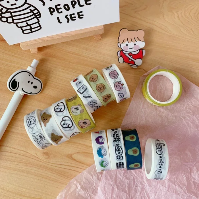 Cuộn băng dính washi tape in họa tiết đáng yêu trang trí sổ tay đồ dùng học  tập