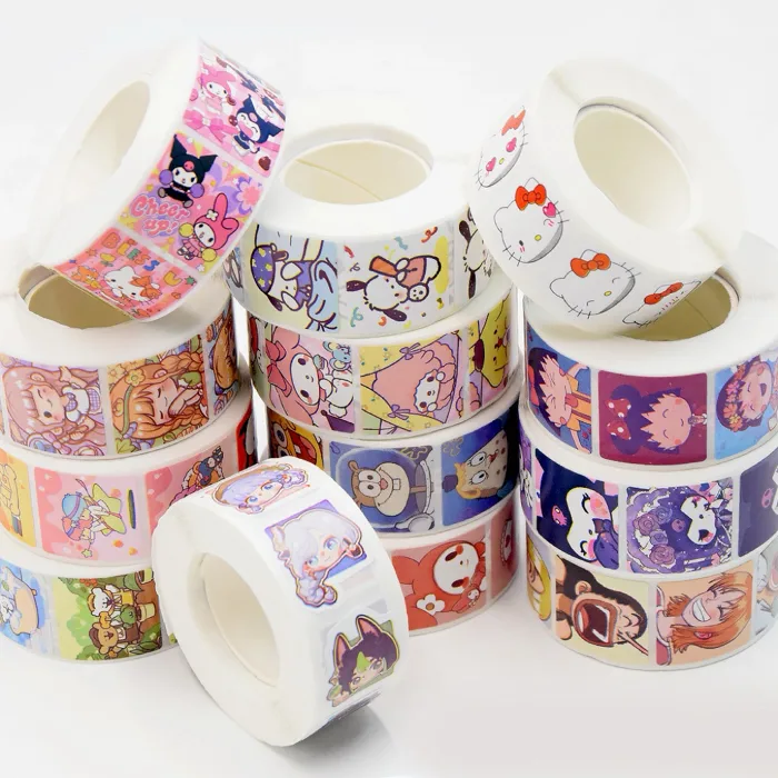 Cuộn băng dính ảnh cute, washi tape dán trang trí họa tiết hoạt hình dễ  thương, cuộn băng dán sticker nhiều hình cute