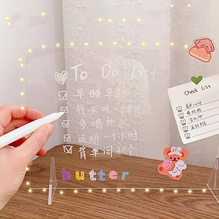 Bảng ghi chú acrylic trong suốt để bàn, bảng ghi chú trang trí phòng làm  việc, decor bàn học, quà tặng, quà lưu niệm