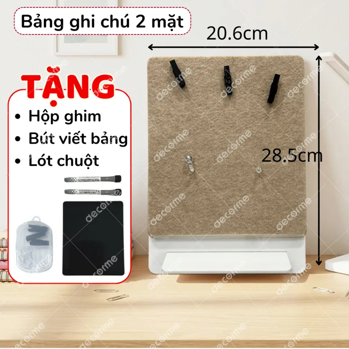 Bảng Nhựa Ghi Nhớ, Bảng Ghim Ghi Chú 2 Mặt Có Chân Đế 2in1 Bảng Viết + Bảng  Ghim To Do List Tặng Bút Kẹp Lót Chuột