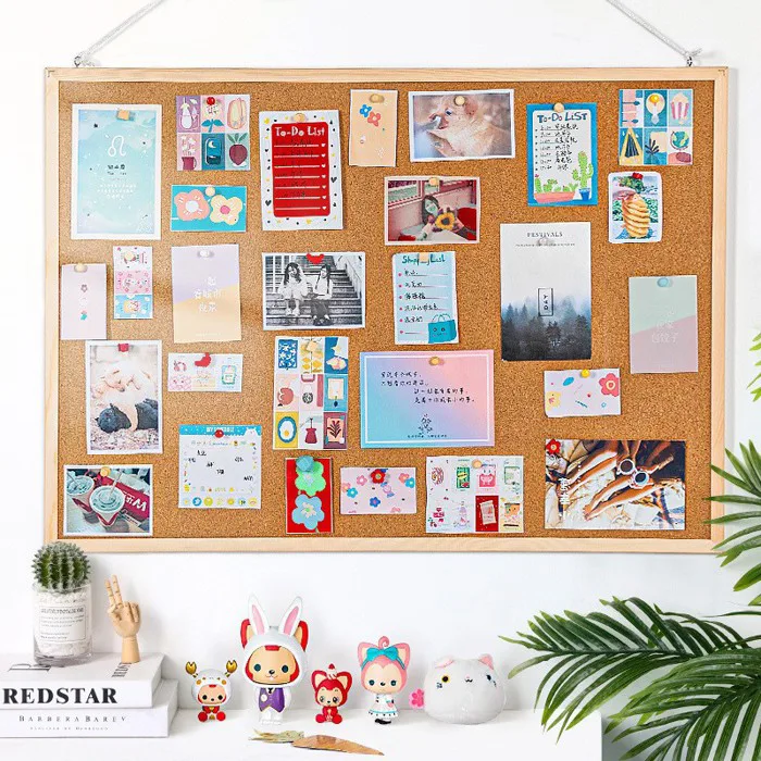 Bảng ghim gỗ bần,ghim tài liệu GU DECOR bảng Note treo tường dán ghi chú,  thông báo, tranh ảnh tặng kèm phụ kiện