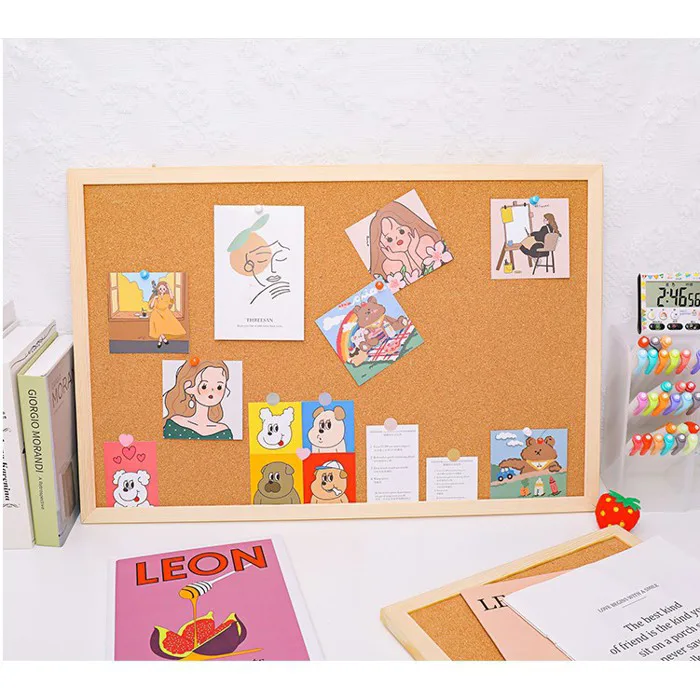 Bảng ghim gỗ bần,ghim tài liệu GU DECOR bảng Note treo tường dán ghi chú,  thông báo, tranh ảnh tặng kèm phụ kiện
