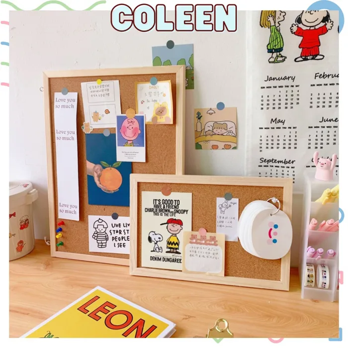 [Kèm bộ phụ kiện] Bảng gỗ ghim tranh ảnh, ghi chú post card để decor bàn học