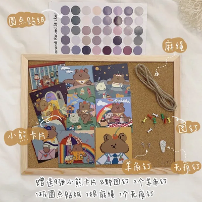 Kèm bộ phụ kiện] Bảng gỗ ghim tranh ảnh, ghi chú post card để decor bàn học  | Shopee Việt Nam