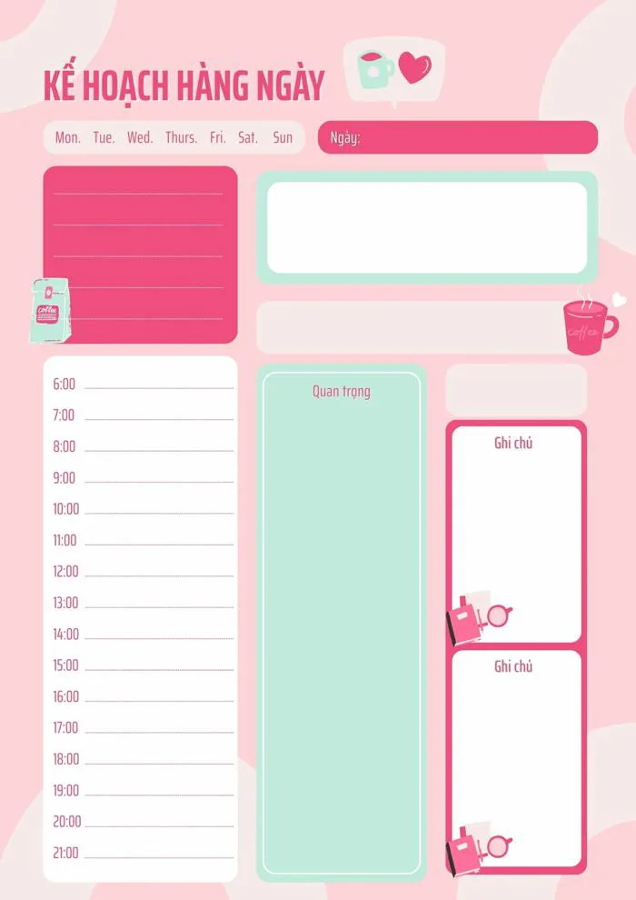 Mẫu bảng kế hoạch cá nhân đẹp, in được, miễn phí | Canva