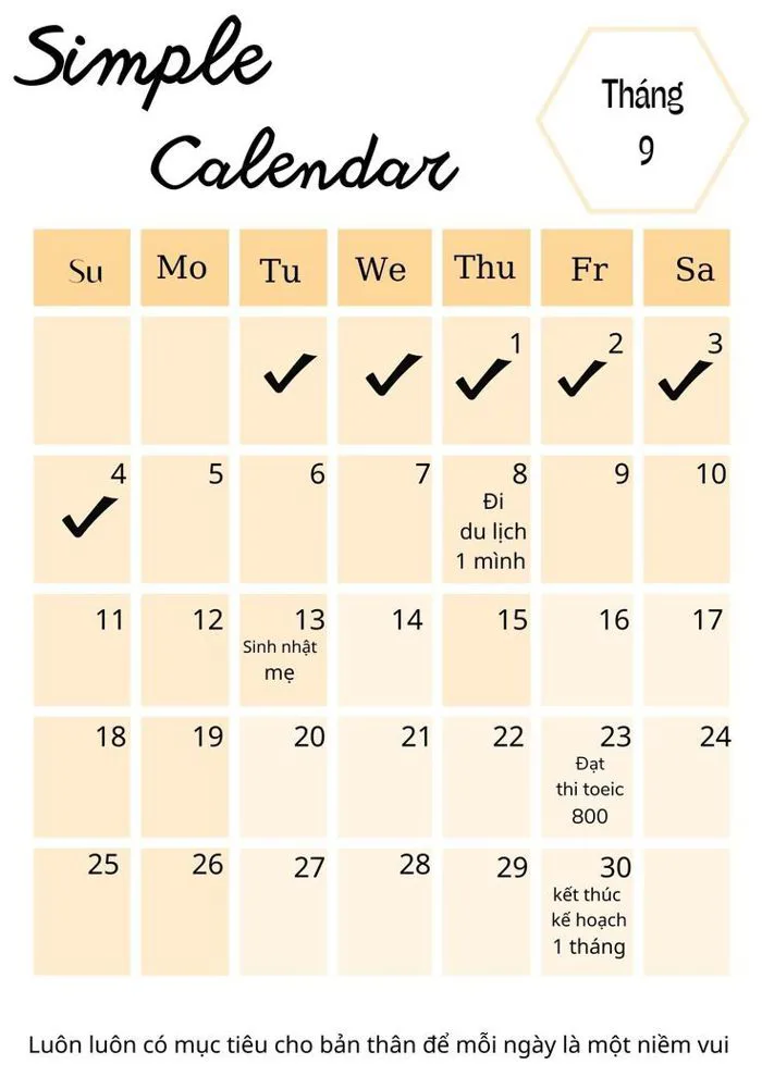 template lịch đánh dấu mục tiêu