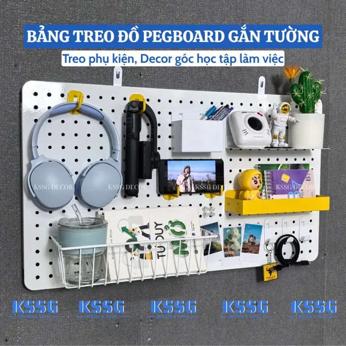 Bảng lỗ Pegboard Kim Loại Gắn Tường Treo Phụ Kiện Decor Góc Học Tập, Bảng  Treo Đồ Pegboard Gắn Tường | Shopee Việt Nam
