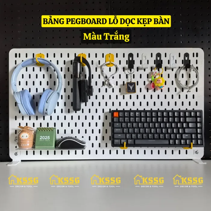 (CAO CẤP) Bảng Pegboard lỗ dọc kẹp bàn decor góc học tập, Pegboard để bàn  trang trí treo dụng cụ học tập