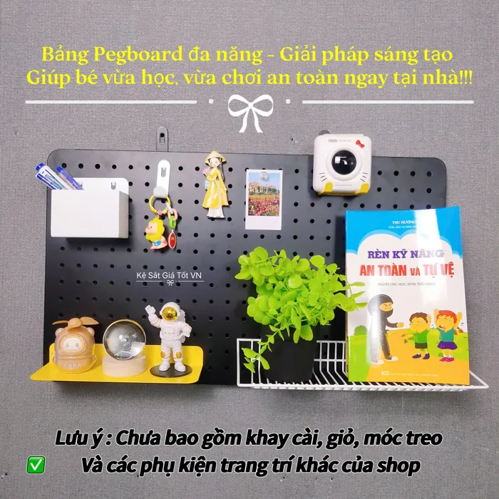 Bảng Pegboard Kim Loại Gắn Tường Decor Trang Trí Phụ Kiện - 60x30cm - Kệ  sắt giá tốt