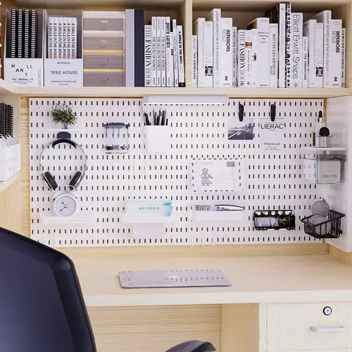 Pegboard kệ decor bàn học trang trí góc làm việc giá lưu trữ để đồ đa năng  treo tườngbảng đục lỗ decor phòng học Khay Nhựa Và Móc Treo Đa Năng -