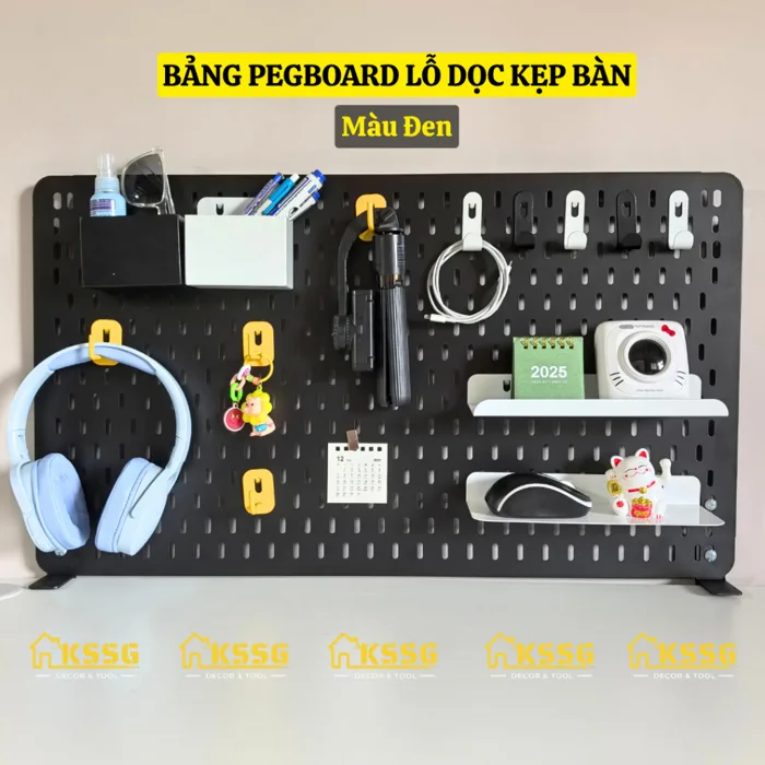 (CAO CẤP) Bảng Pegboard lỗ dọc kẹp bàn decor góc học tập, Pegboard để bàn  trang trí treo dụng cụ học tập