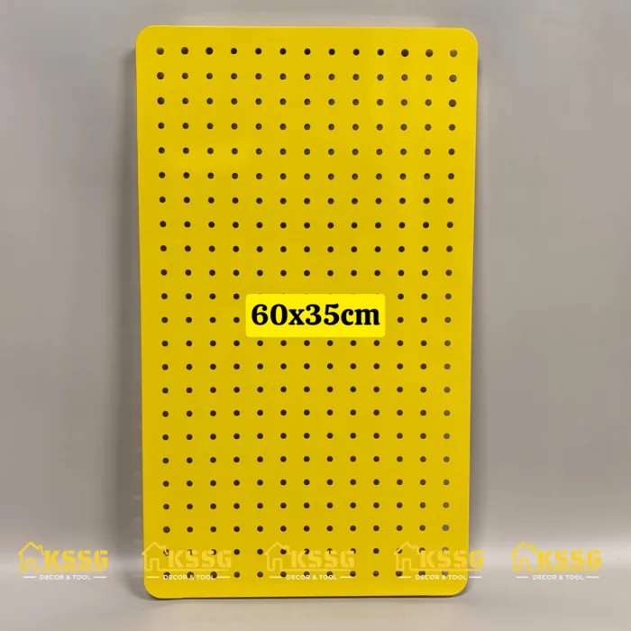 Bảng Pegboard Màu Vàng, Bảng Pegboard Kim Loại Gắn Tường Decor Góc Học Tập,  Tấm Tôn Lỗ Sơn Tĩnh Điện
