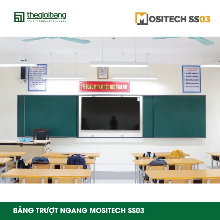 Hệ Bảng Trượt Ngang Nguyên Khối Mositech SS03 - Kết Hợp Tivi Hệ Bảng Trượt Ngang Nguyên Khối Mositech SS03 - Kết Hợp Tivi