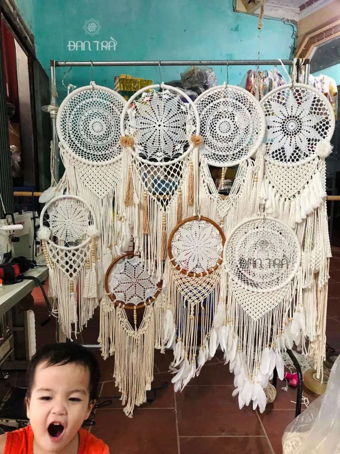 1 Macrame dream catcher trang trí phong cách Bohemian