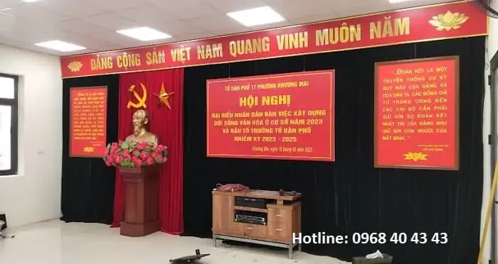 Báo giá biển khẩu hiệu hội trường, khánh tiết - Giá Chỉ 450K/M2 Báo giá biển khẩu hiệu hội trường, khánh tiết - Giá Chỉ 450K/M2