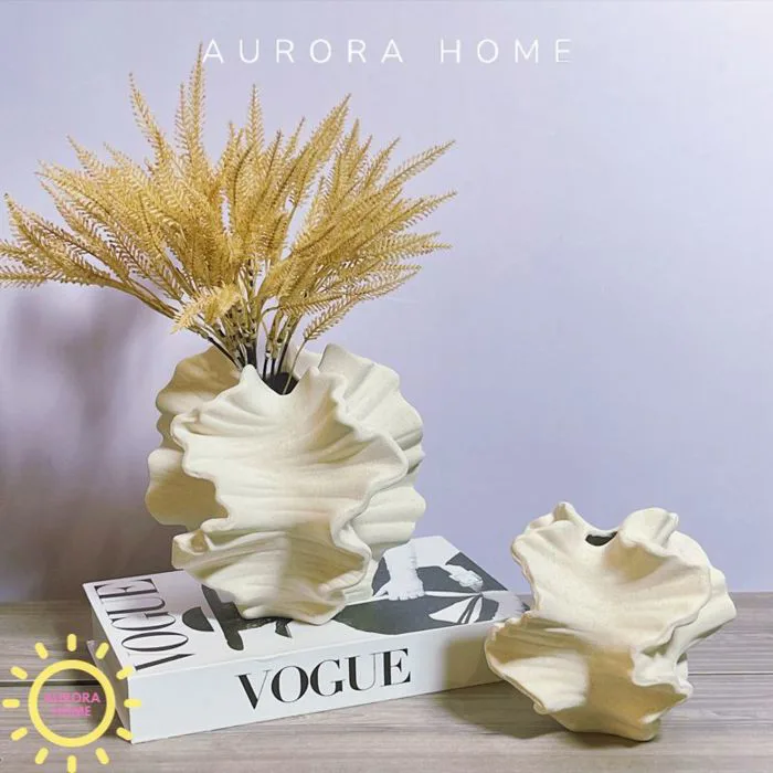 Bình gốm San Hô decor nghệ thuật trắng - Bình gốm sứ cắm hoa | Aurora