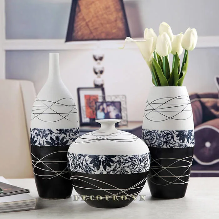 Bộ bình gốm sứ decor trang trí BG043 - Đồ trang trí nhà độc đáo