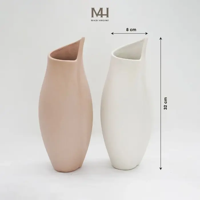 Bình hoa gốm sứ Nora trang trí decor dáng lượn sóng Made4Home