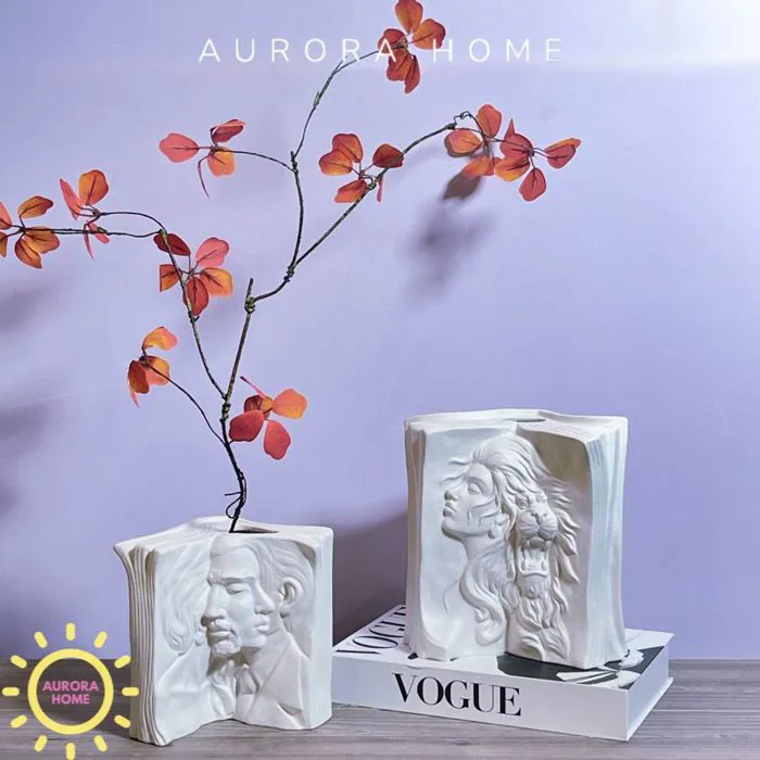 Bình gốm decor quyển sách nghệ thuật - Bình gốm sứ cắm hoa