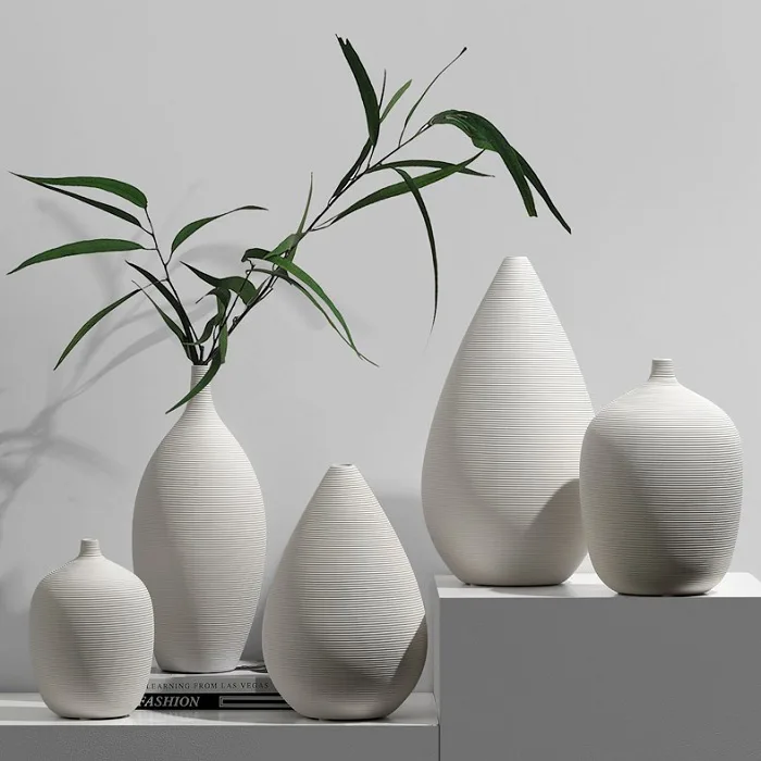 Bình gốm sứ trắng decor trang trí 06