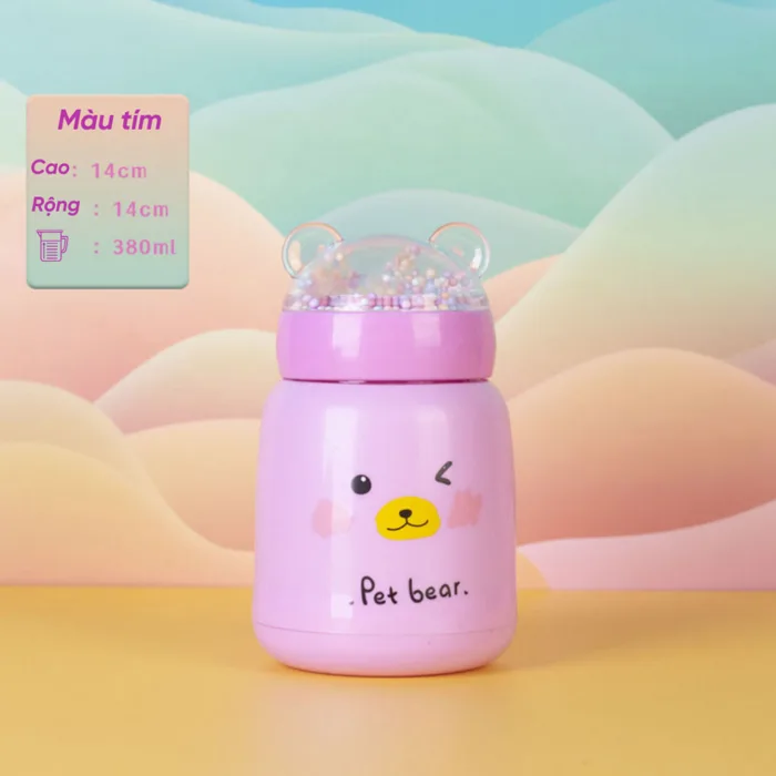 Bình đựng nước giữ nhiệt lõi thuỷ tinh bọc nhựa lúa mạch dung tích 330ml  decor bàn học BN2