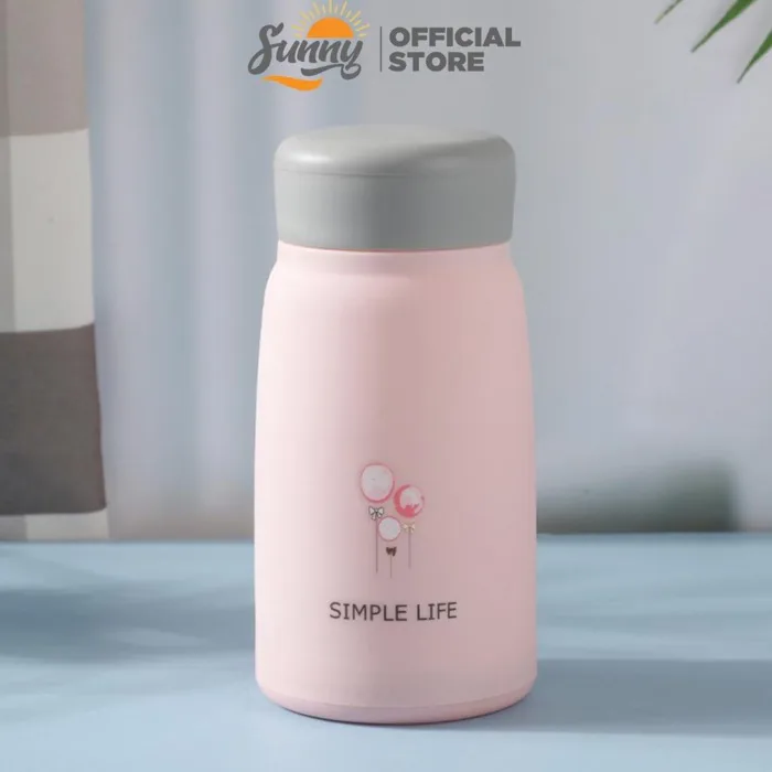 Bình đựng nước giữ nhiệt lõi thuỷ tinh bọc nhựa lúa mạch dung tích 330ml  decor bàn học BN2