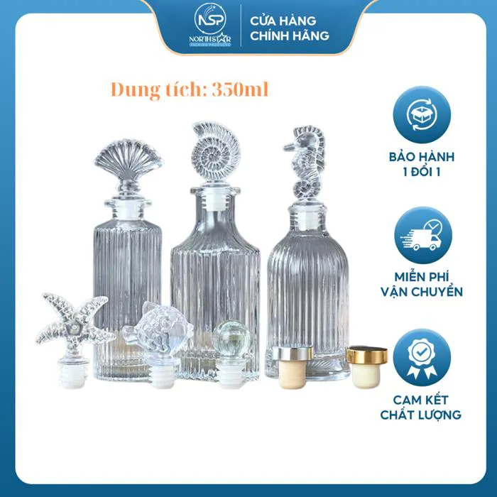 Chai Thủy tinh Khuếch Tán Hương Thơm Có nút 120ml, 200ml - Bình Thủy Tinh  Decor Trang Trí - North Star Packing