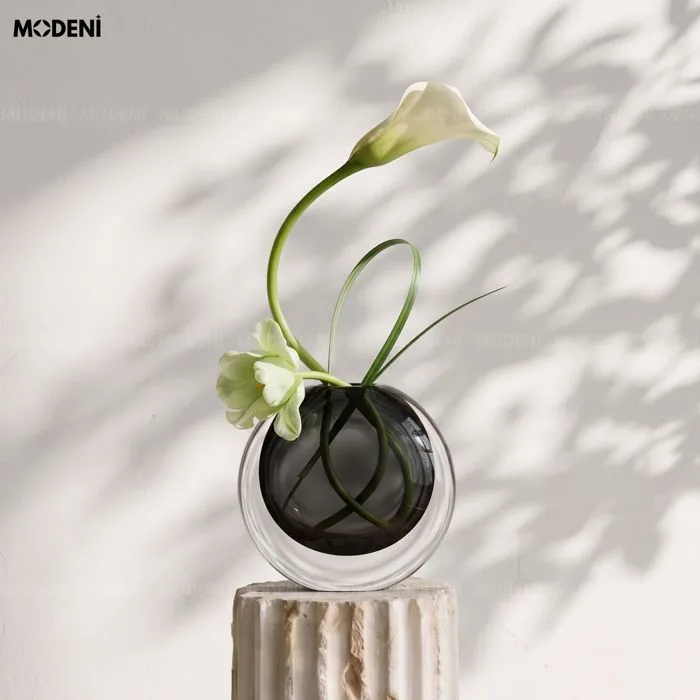 Lọ Hoa Thủy Tinh Mila Đen – Thiết Kế Tròn Nghệ Thuật Cho Decor Hiện Đạ –  MODENI
