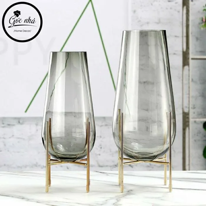 Bình Hoa Thuỷ Tinh Bầu Xám Khói | Góc Nhà - Kitchenware