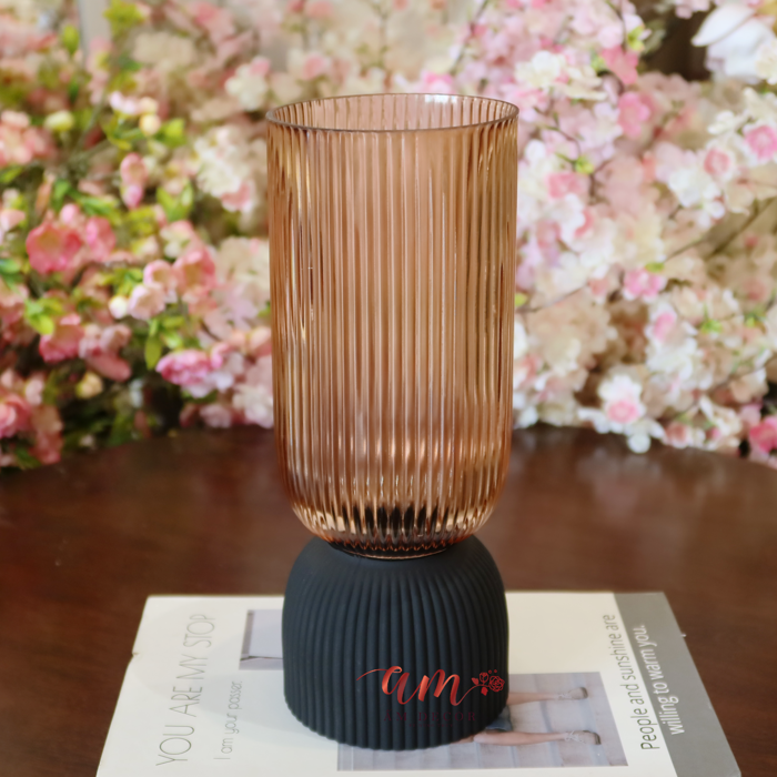 Lọ Thủy Tinh Nâu Phủ Size Nhỏ – Ấm Decor