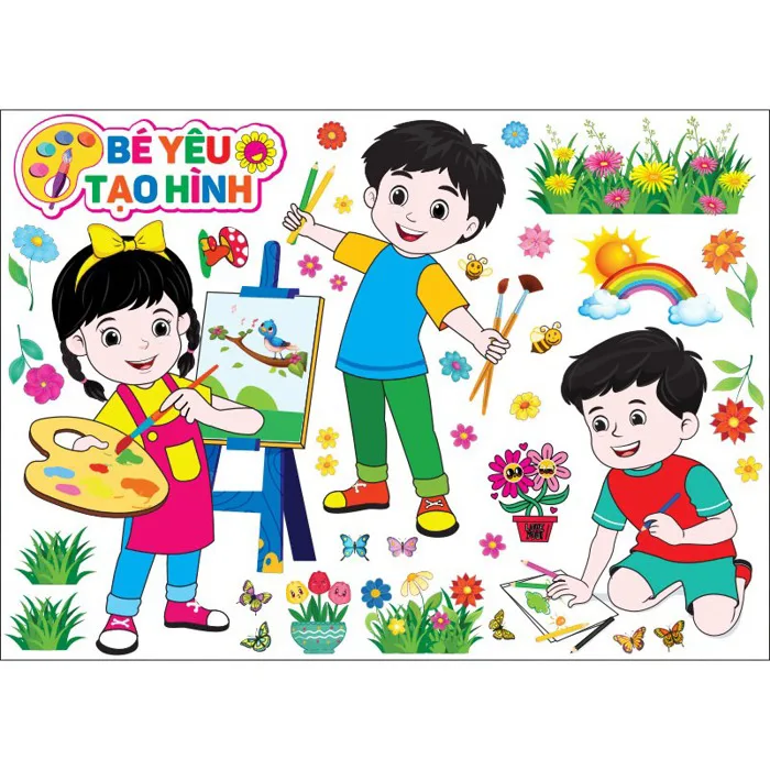 ✂ CẮT SẴN ✂ Tranh Decal mầm non góc học tập trang trí lớp học, phòng học  trường mẫu giáo cho bé