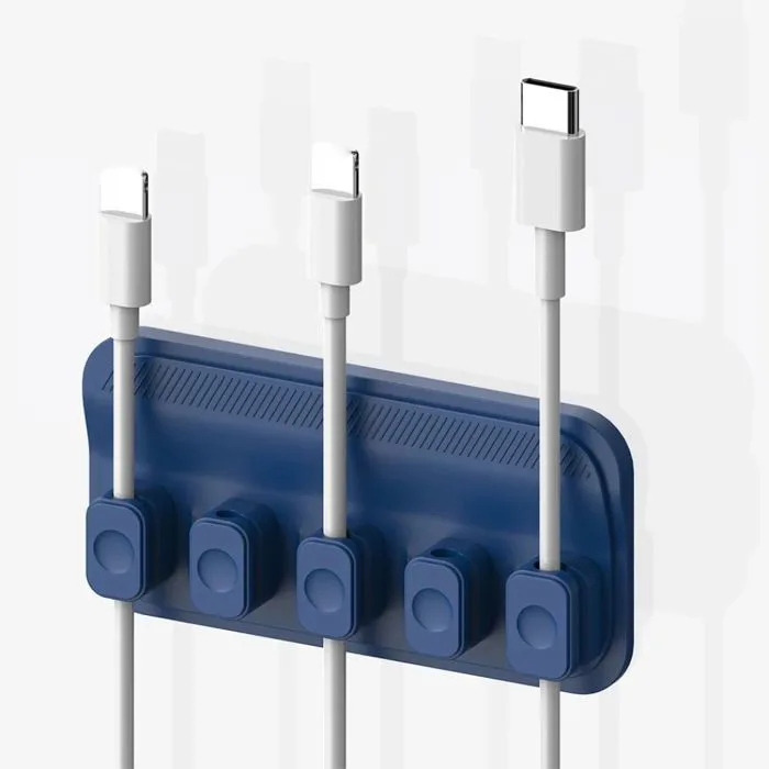 Bộ sắp xếp cáp để bàn SECEL, 5 kẹp Quản lý cáp từ tính đa năng, Hàng cuộn  dây cố định tự dính bằng silicon