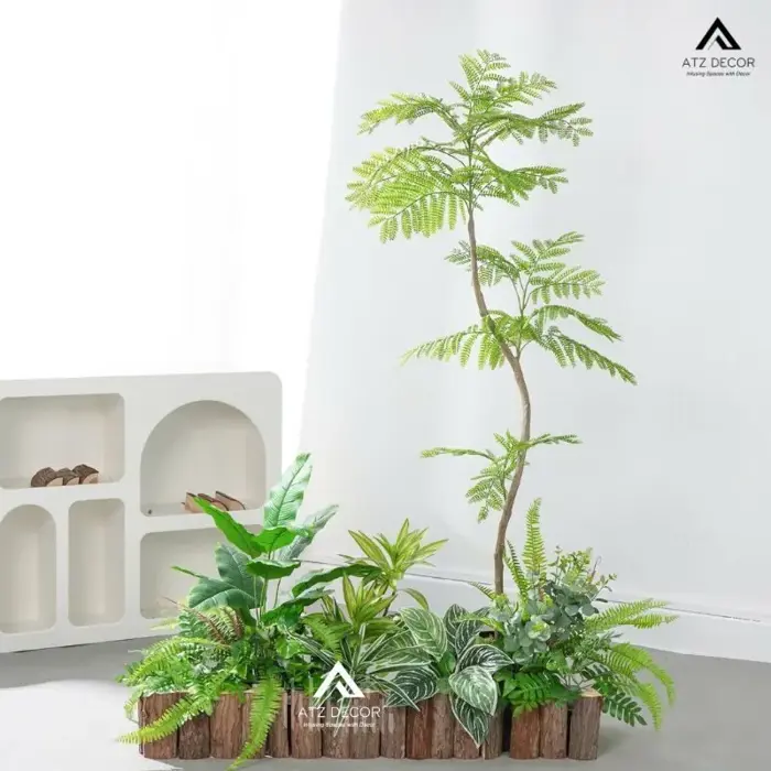 Tiểu cảnh cây giả phòng ngủ mẫu mới, decor đẹp như thật