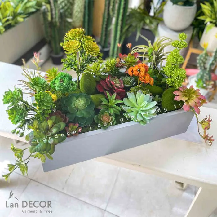 BỒN SEN ĐÁ THIẾT KẾ ĐỘC ĐÁO- BSĐTB01 Cây Giả Trang Trí nhà Đẹp - Lan Decor