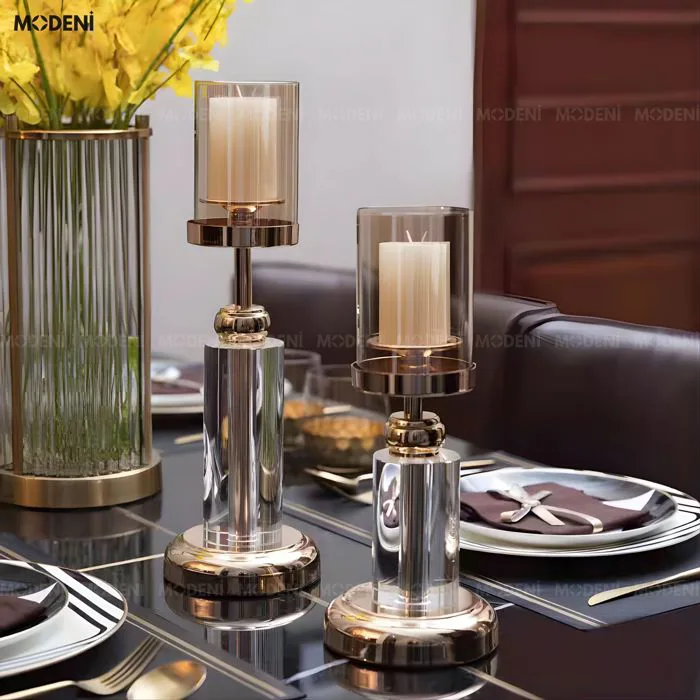 Set Chân Nến Pha Lê Oriona – Chân Nến Decor Sang Trọng – Tán Sáng Ánh Nến  Tinh Tế – Phù Hợp Phòng Khách, Bàn Console & Không Gian Tiệc