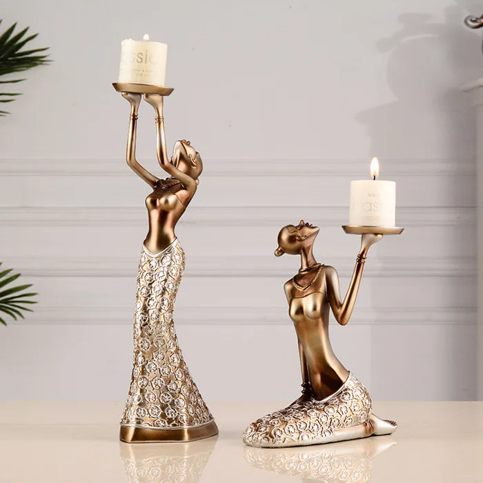 Chân nến trang trí K0106 - Người đẹp giữ nến -