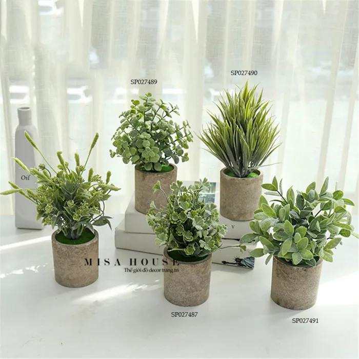 Chậu cây xanh lá giả mini nhỏ để bàn trang trí tủ kệ nhà văn phòng.  #chaucaycanh #decor