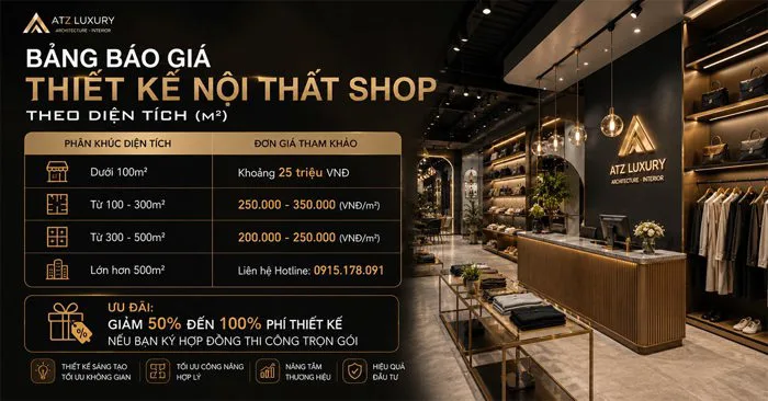 Báo giá thiết kế thi công shop cập nhập chi tiết