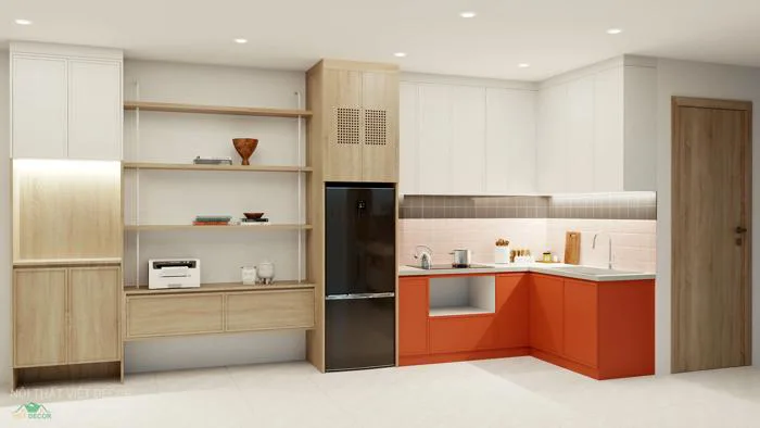 Thi công tủ bếp gỗ công nghiệp An Cường cánh huỳnh pano quận 4 TP HCM