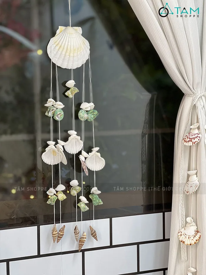 Chuông gió dây treo vỏ sò ốc đơn giản [Tự nhiên - không mùi] CHUONGGIO-02