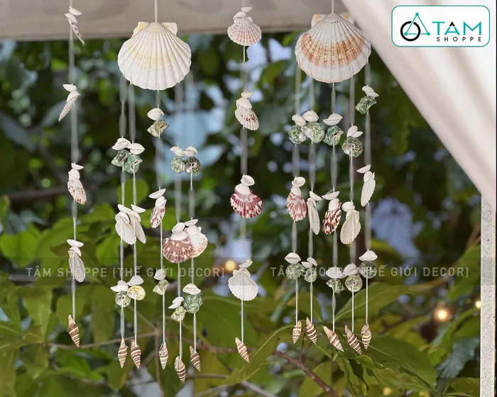 Chuông gió dây treo vỏ sò ốc đơn giản [Tự nhiên - không mùi] CHUONGGIO-02