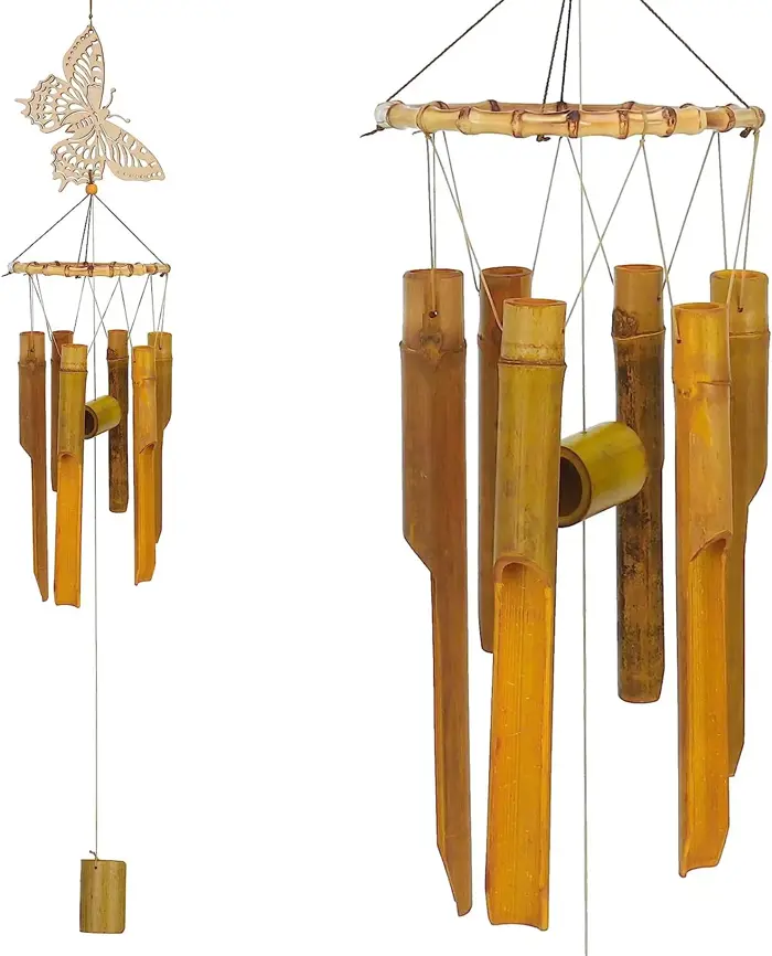 Chuông gió tre cho ngoài trời, chuông gió bằng gỗ handmade, trang trí tự  nhiên cho vườn, sân ngoài trời và nhà, âm nhạc chuông gió dịu dàng - Trung  Quốc Trang