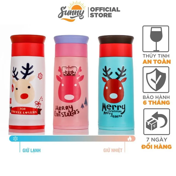 Bình đựng nước giữ nhiệt lõi thuỷ tinh bọc nhựa lúa mạch dung tích 350ml  decor bàn học BN10