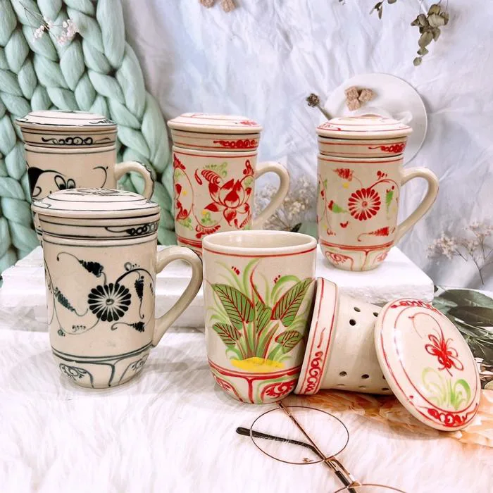 Ly sứ,cốc sứ ☕ Gốm Sứ Bát Tràng ☕ cốc tách lọc trà vẽ đáy