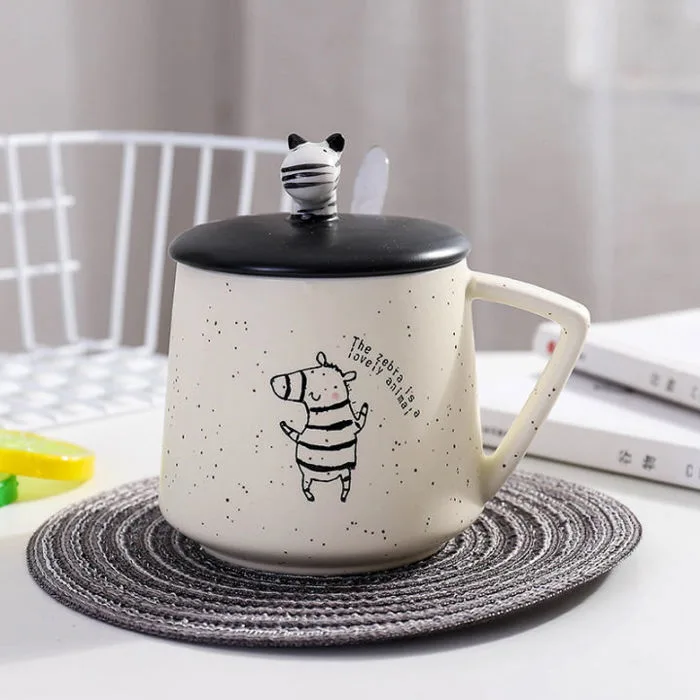 Cốc sứ có nắp hình ngựa vằn dễ thương, chất liệu gốm sứ cao cấp,dung tích  400ml, phù hợp làm quà tặng, đồ decor | Lazada Việt Nam