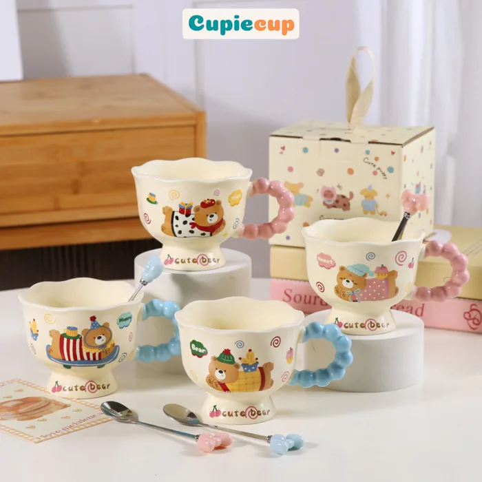 Cốc Sứ In Hình Ngẫu Nhiên Dễ Thương, Ly Sứ Có Quai Làm Quà Tặng Sinh Nhật,  Decor Siêu Xinh CSU100