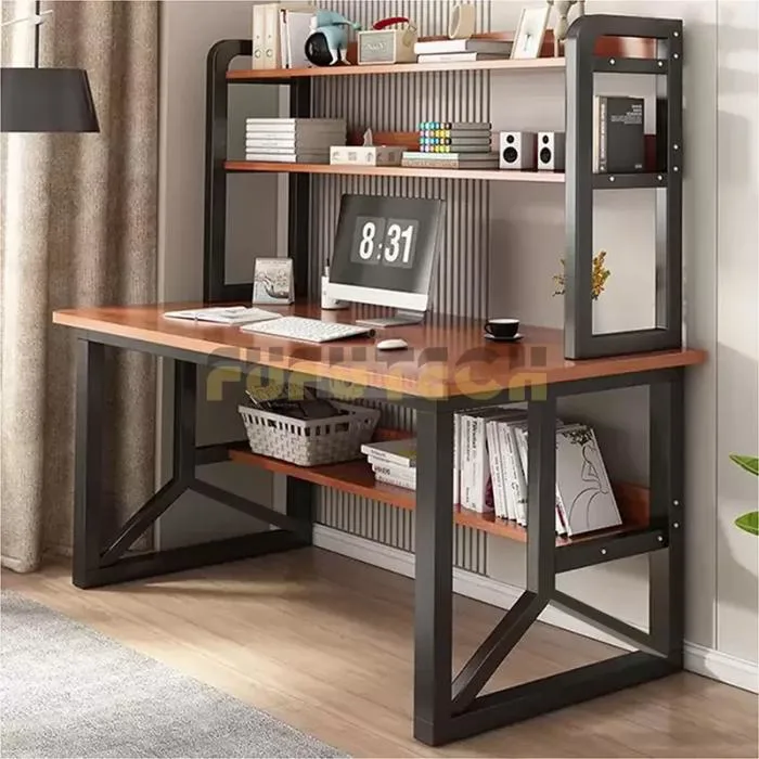 Bàn Học, Bàn Làm Việc STU05 Fufutech Có Kệ Sách 2 Tầng Và Kệ Dưới Gầm