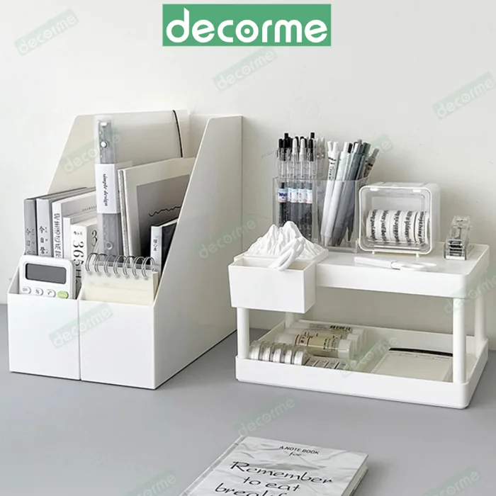 Khay để giấy tờ Combo đồ Decor bàn học Decorme Hộp kệ đựng tài liệu, sách  vở văn phòng phẩm trang trí bàn học học sinh